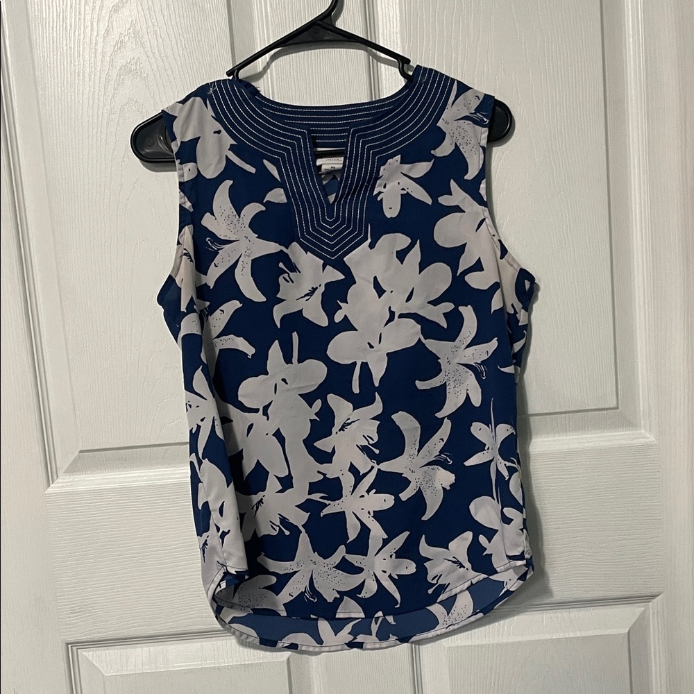 Liz Claiborne Navy Blue Floral Sleeveless Women's Top